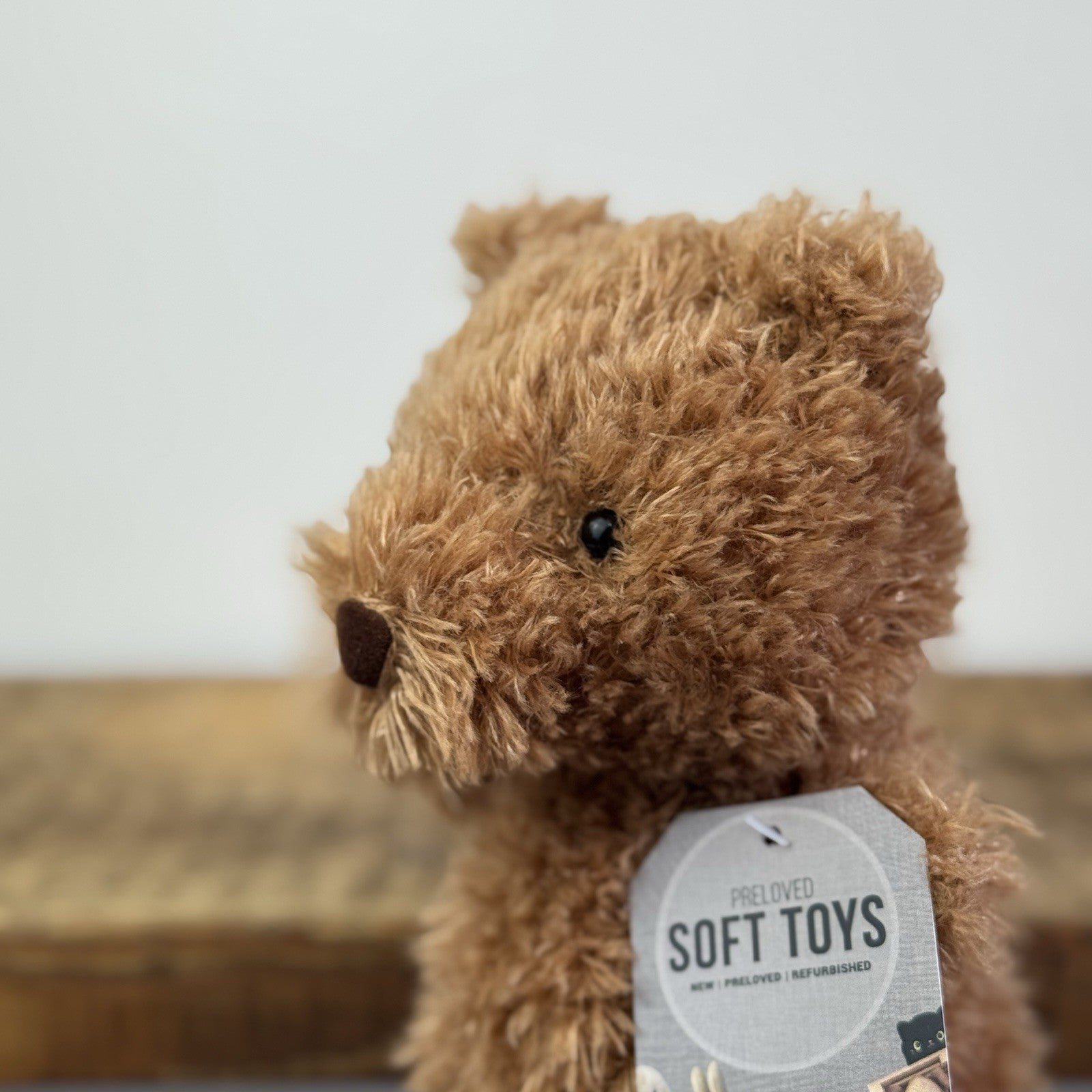 Jellycat Little Bear - Retired Brown Bear Curly Hair Beanie Soft Toy 7" 