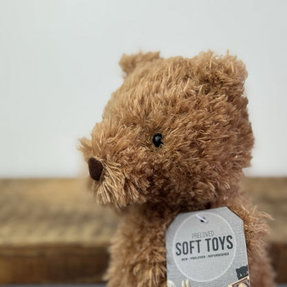 Jellycat Little Bear - Retired Brown Bear Curly Hair Beanie Soft Toy 7" 
