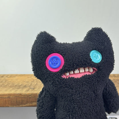 Fuggler Indecisive Monster - Black Snuggler Fuggler Button Eyes Retired 
