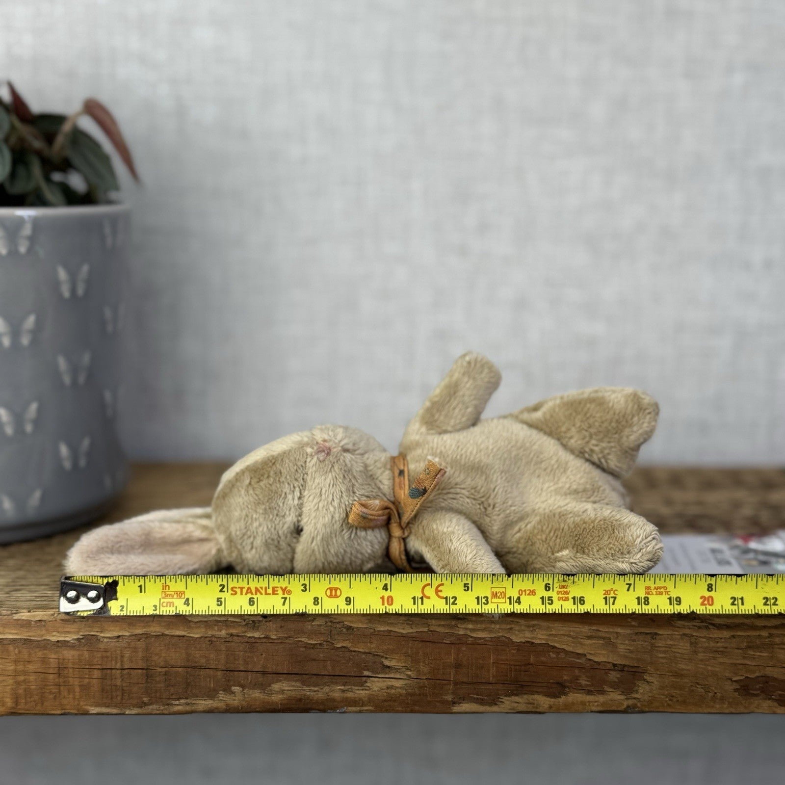 Maileg My First Bunny Ochre - Mini Brown Beanbag Bunny Rabbit Yellow Bow 8"