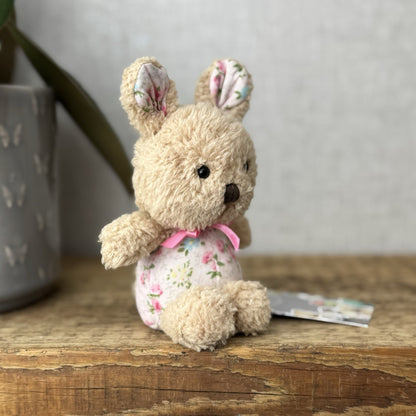 Jellycat Tiny Bonita Bunny Rabbit - Tiny Rabbit Floral Tummy & Bow Vintage 5”