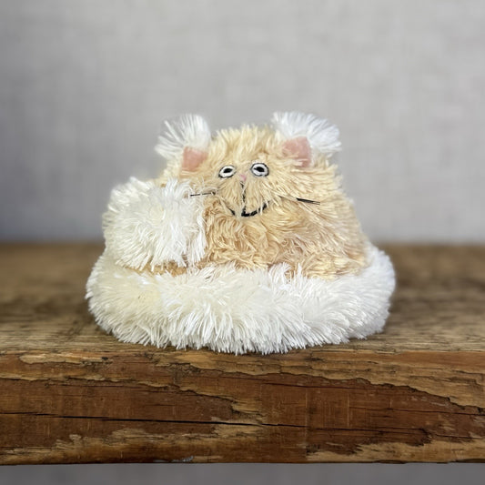Jellycat Furry Curlikitty Natural/Beige - Tiny Cat Fluffy Vintage Beanie 4”
