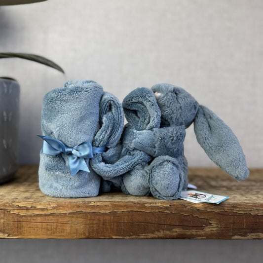 Jellycat Dusky Blue Bunny Soother - Baby Comfort Blanket Baby Dusky Blue NWOT