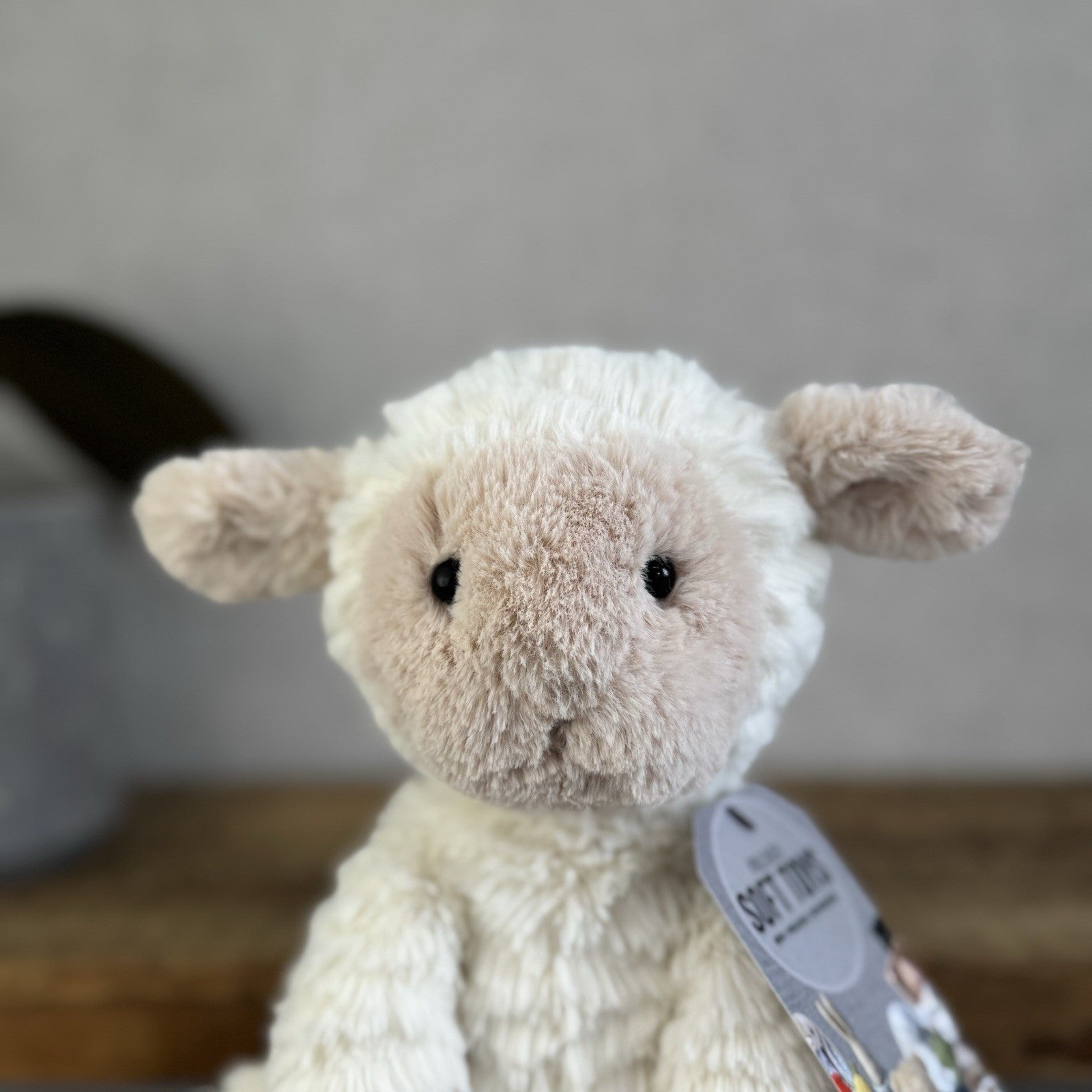 Jellycat Medium Fuddlewuddle Lamb Beige Face Textured Sheep Beanie 9" (#2)