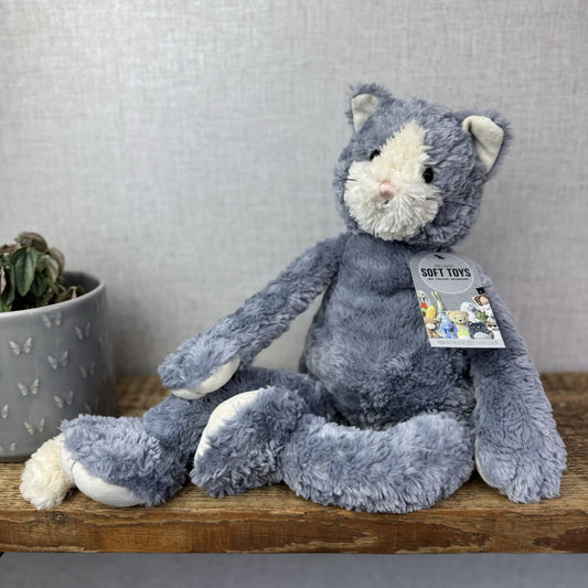 Jellycat Medium Pickles Cat - Vintage Grey Cat Beanie Retired (imperfect) 18"