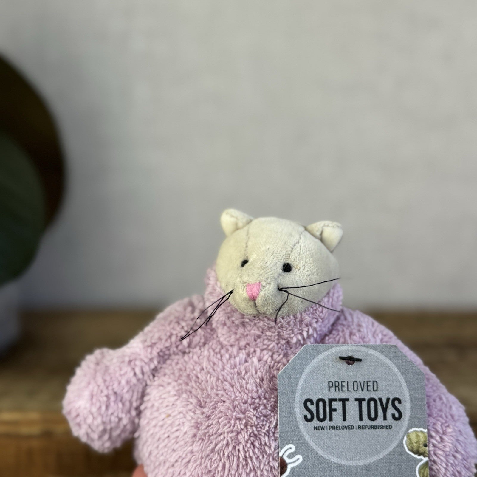 Jellycat Poloneck Peeker Cat Kitten - Lilac Jumper Cute Vintage Beanie 5”