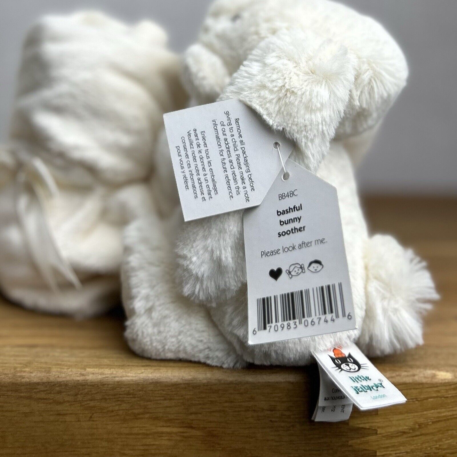 Jellycat Bashful Bunny Soother Cream - Off White Bunny Comforter Blanket New