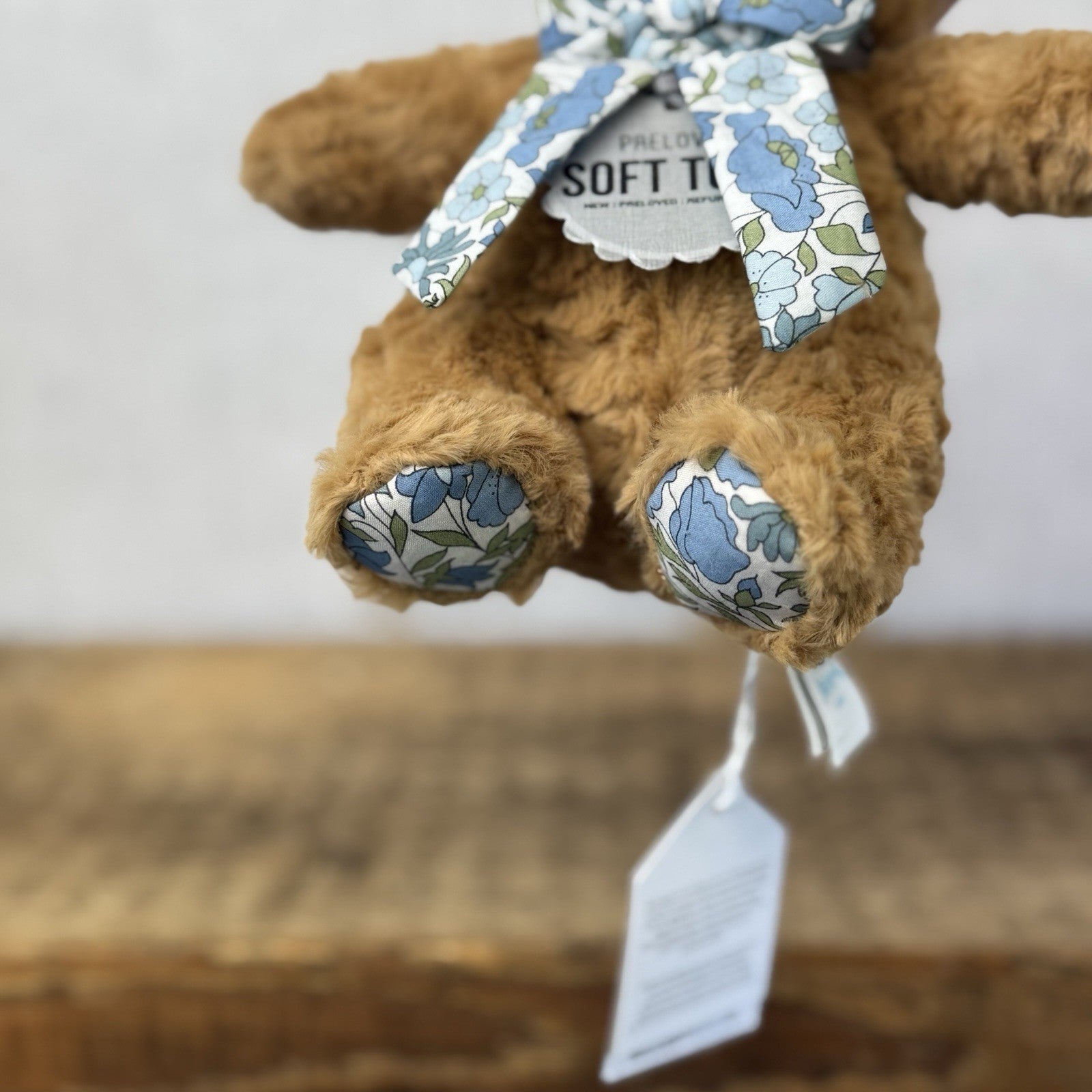 Custom/Bespoke Tiny Bartholemew Bear - Blue Flowers Made With Liberty Print 