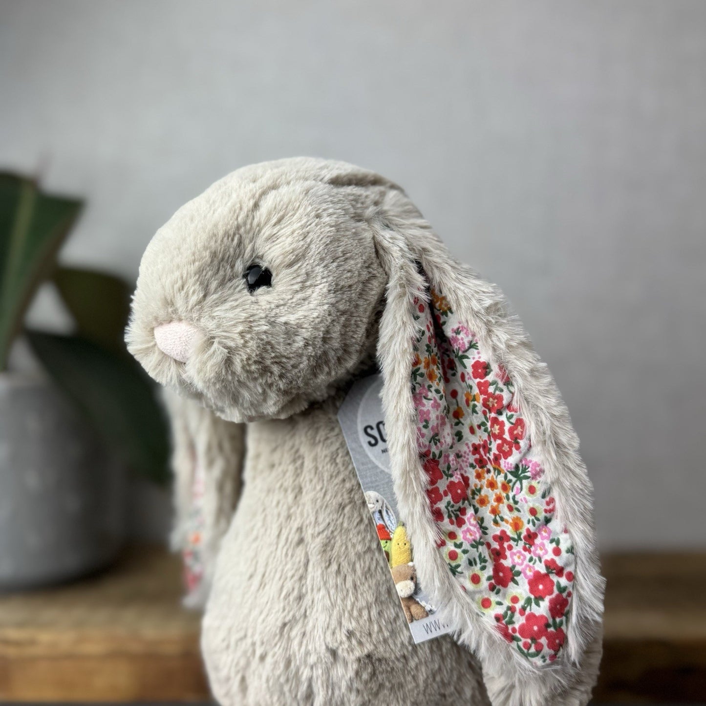 Jellycat Medium Bashful Beige Posy Blossom Bunny - Beige Bunny Floral Ears 12”