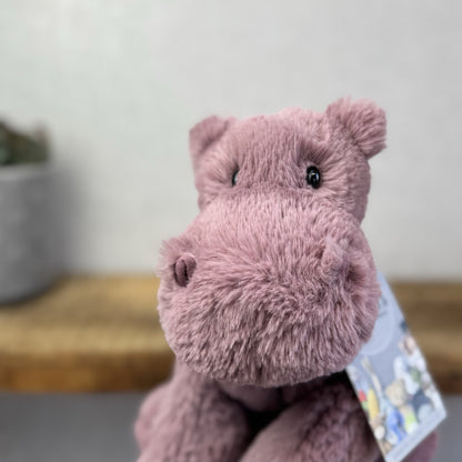 Jellycat Medium Huggady Hippo - Floppy Hippo  Purple Plush Soft Toy 10" (#2)