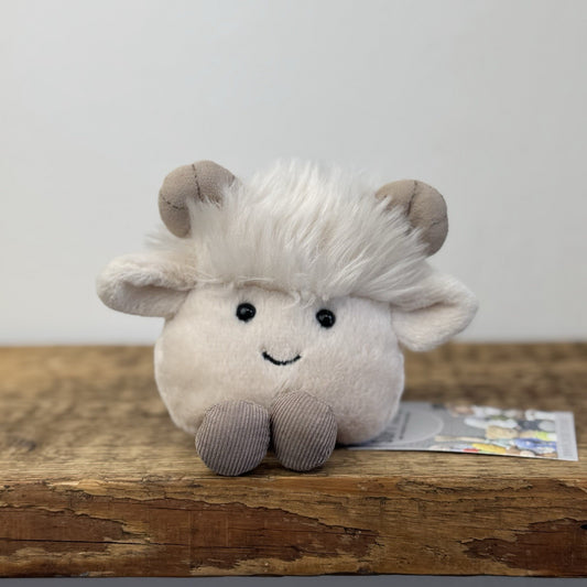 Jellycat Amuseabean Ram - Small Cream Beanie Goat Farm Animal Toy Retired (#2)