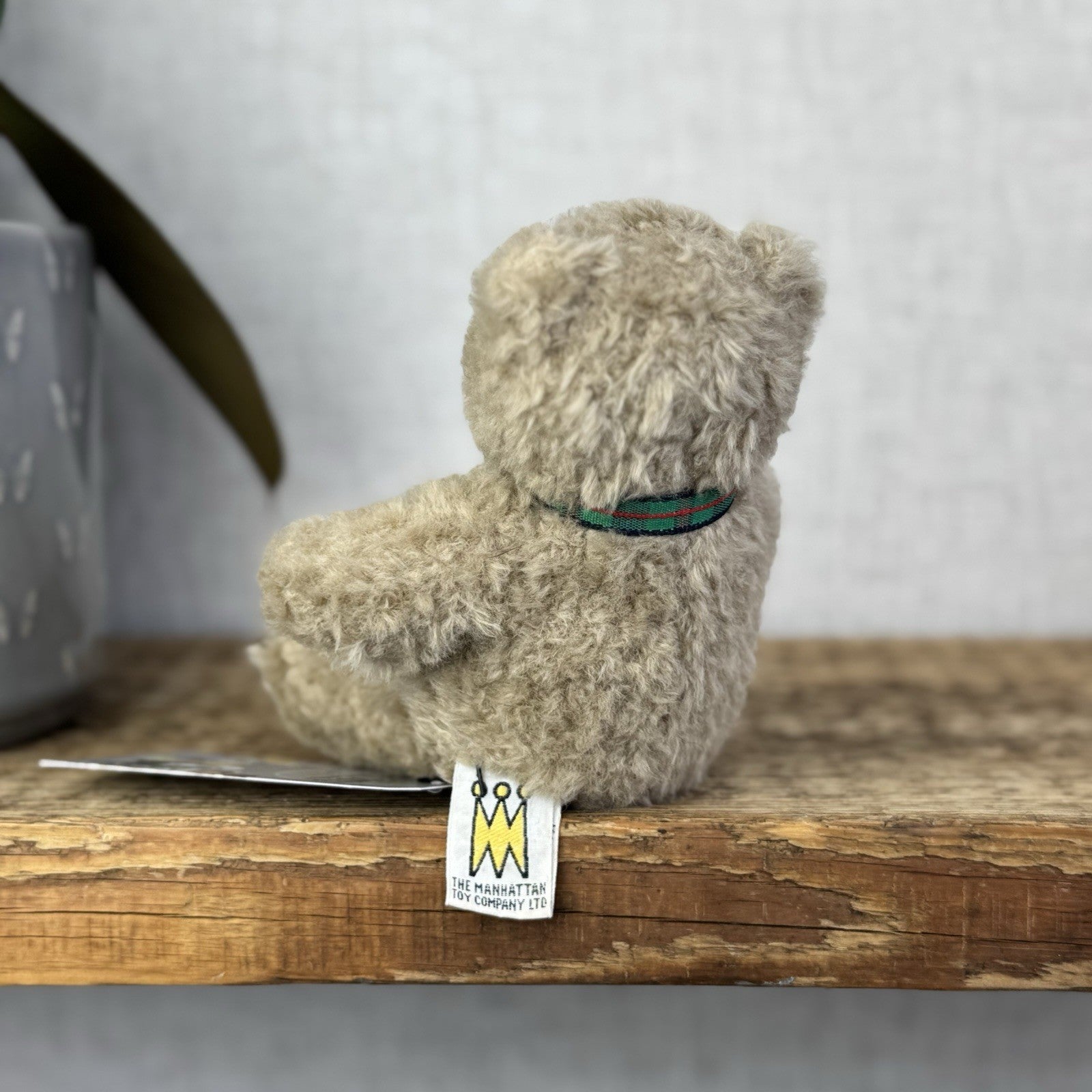 Manhattan Toy Company Mini Vintage Bear - Tartan Bow Tiny Bear Traditional 6”