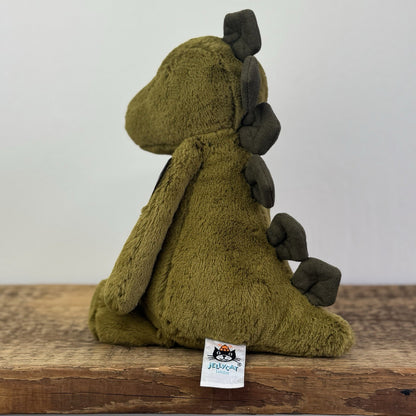Jellycat Medium Bashful Dinosaur - Dark Green Beanie Dino Retired Rare 12”