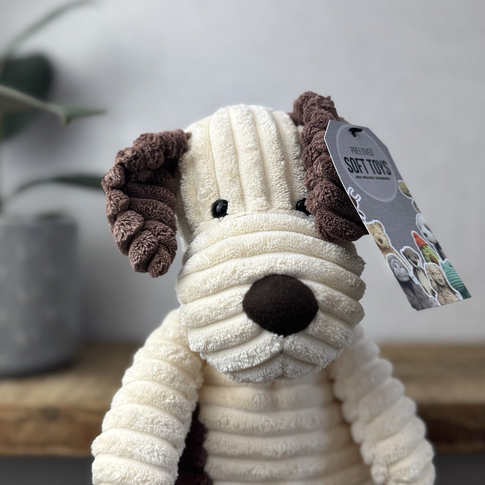Jellycat Medium Cordy Roy Puppy Dog - Cream & Brown Corduroy Dog 14"