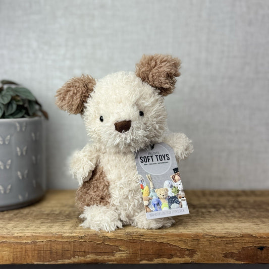 Jellycat Little Pup - Beige & Tan Small Curly Fur Puppy Beanie Toy Dog 7" (#2)