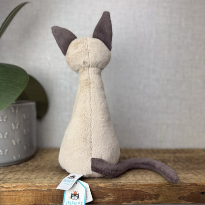 Jellycat Iris Siamese Cat - Tall Sitting Siamese Cat Blue Eyes Beanie Rare 11"
