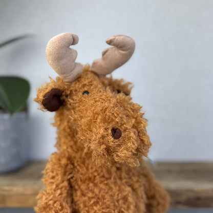 Jellycat Monty Moose - US Exclusive Curly Moose Reindeer Plush Beanie Rare 16"