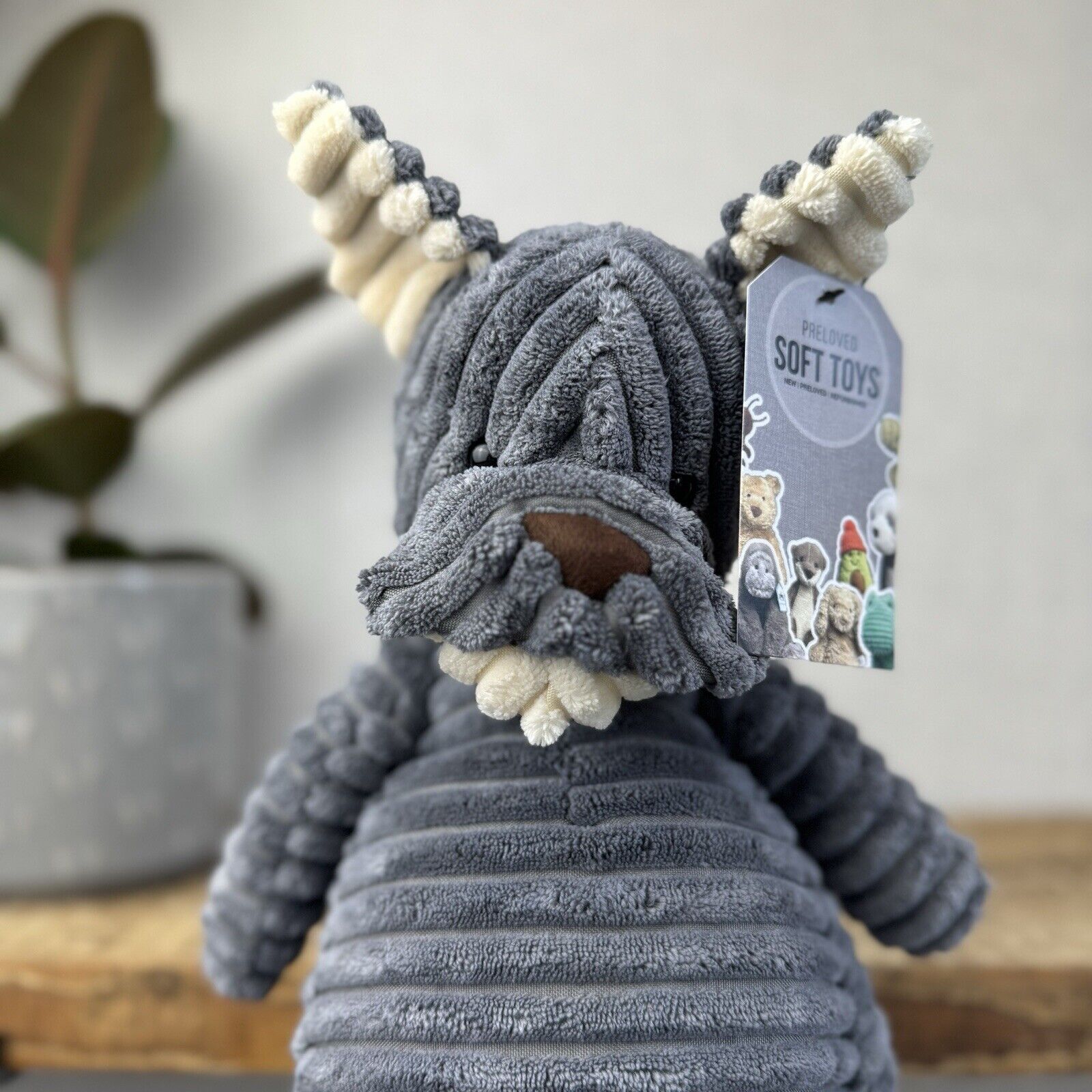 Jellycat Cordy Roy Gray/Grey Puppy Dog - French Bulldog Plush Corduroy 16"