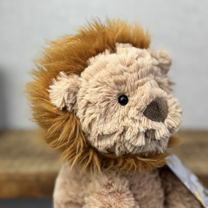 Jellycat Medium Fuddlewuddle Lion - Textured Sitting Lion Beanie Soft Toy 9”