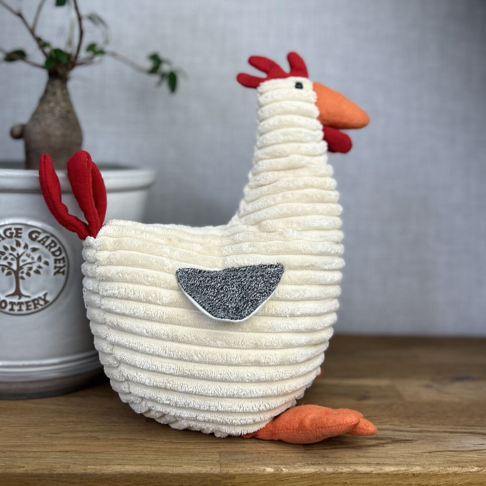 Jellycat Cream Folly Rooster - Corduroy Rooster Soft Toy - Large Rooster Plush