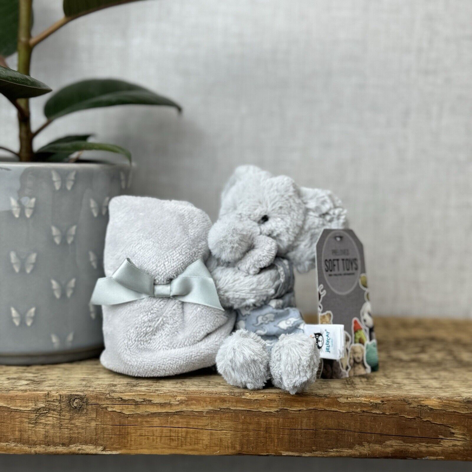 Jellycat Bedtime Elephant Soother - Grey Elephant In Pyjamas Soother Blanket