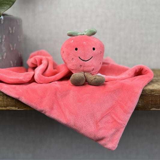Jellycat Amuseable Strawberry Soother - Soft Pink Strawberry Comforter Retired