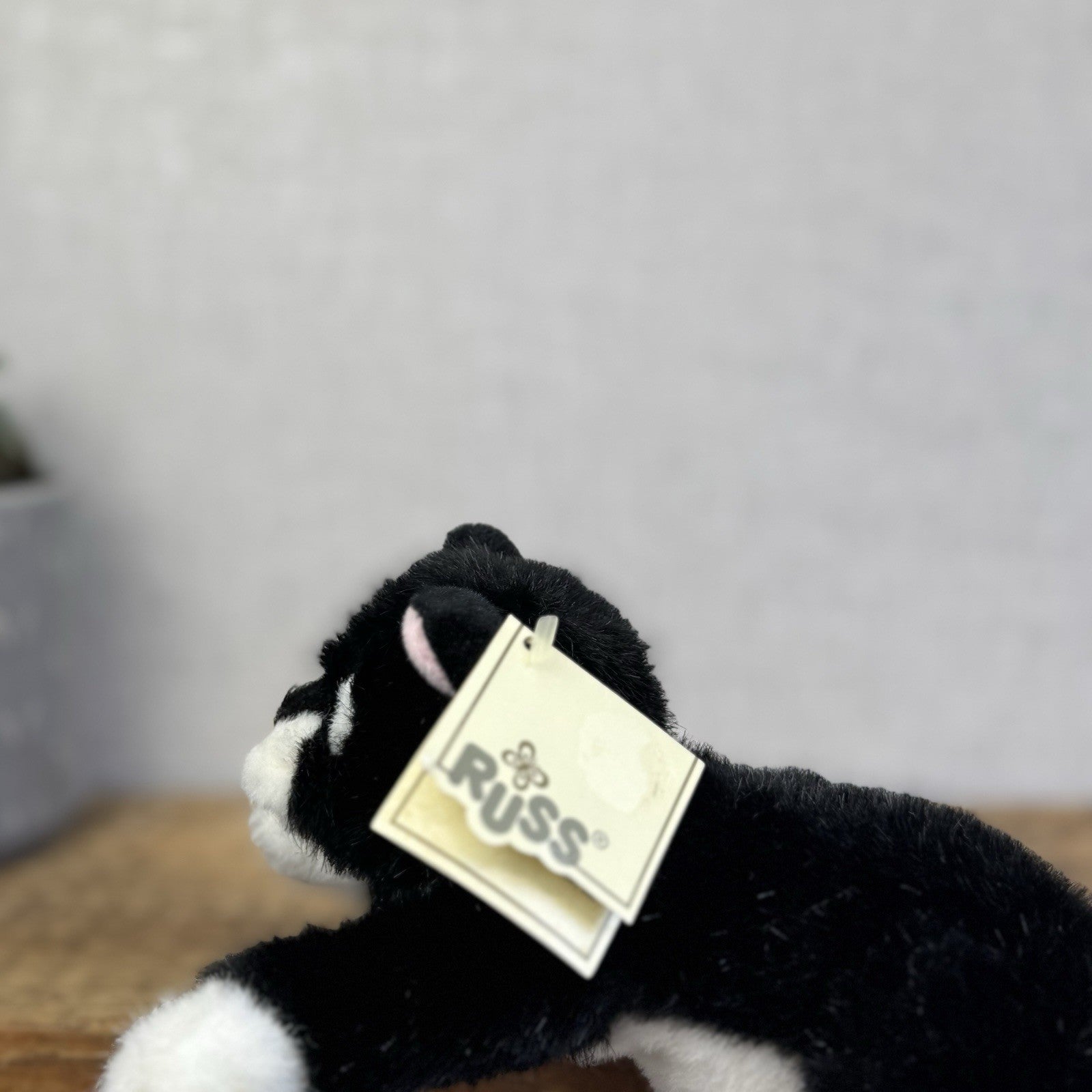 Russ Buttons The Cat Beanie - Black Cat White Paws - Vintage Kitty Plush 9"
