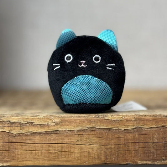 Squishmallows Squishville - Micromallows - Tiny Black Cat Ibina Blue Ears 2”