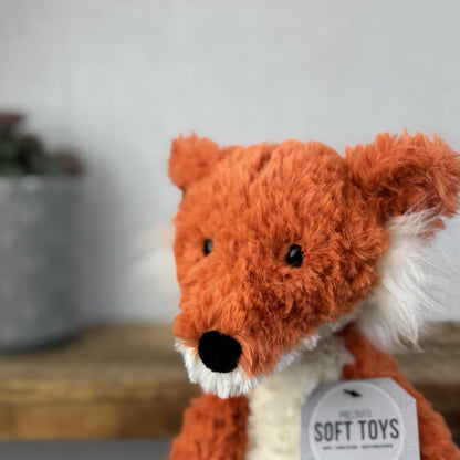 Jellycat Crumble Fox Orange Soft Plush Toy - Textured Red Fox Beanie Plush 12"