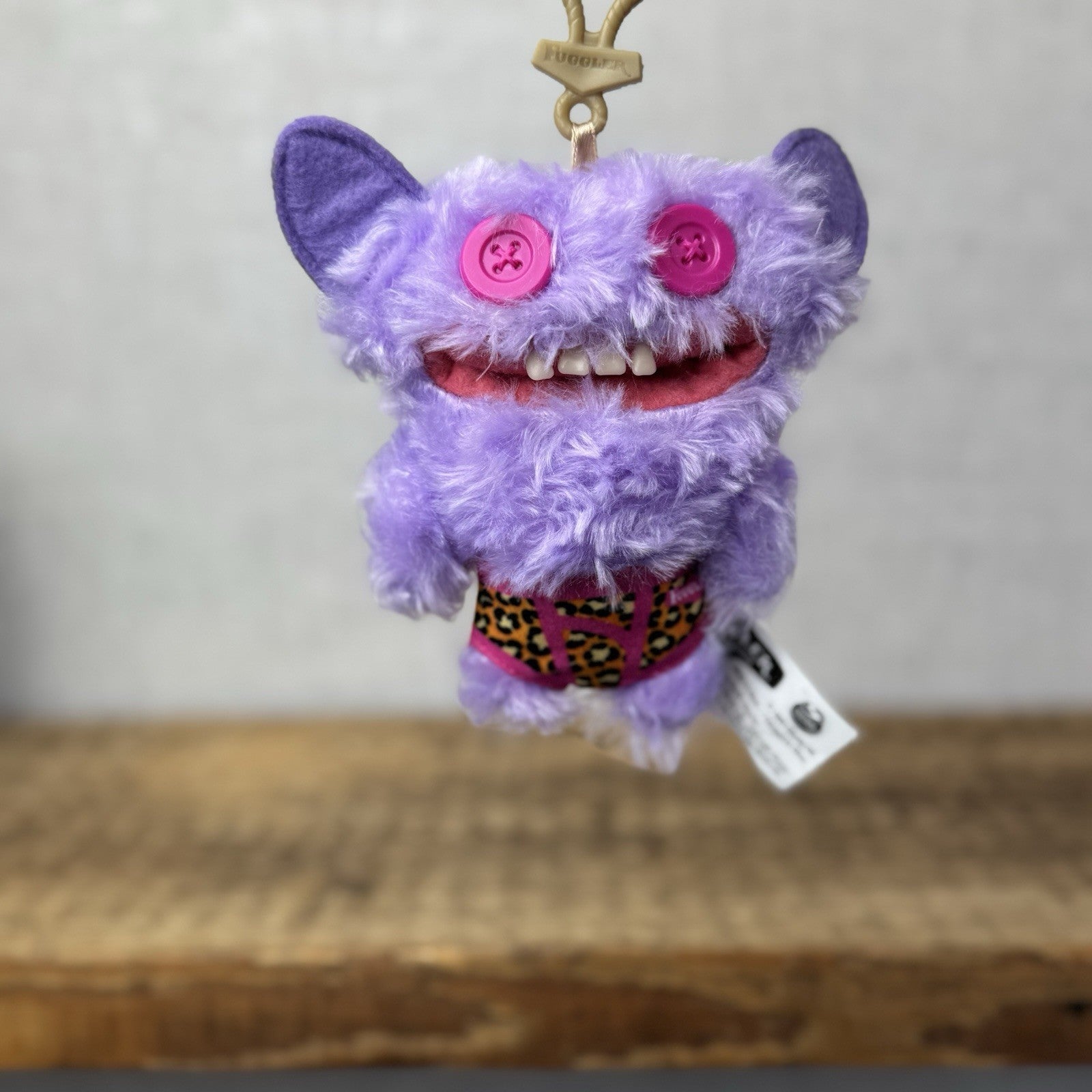 Fuggler Budgie Fuggler Grin Grin Keyring - Lilac Fluffy Fuggler Monster Clip 5”