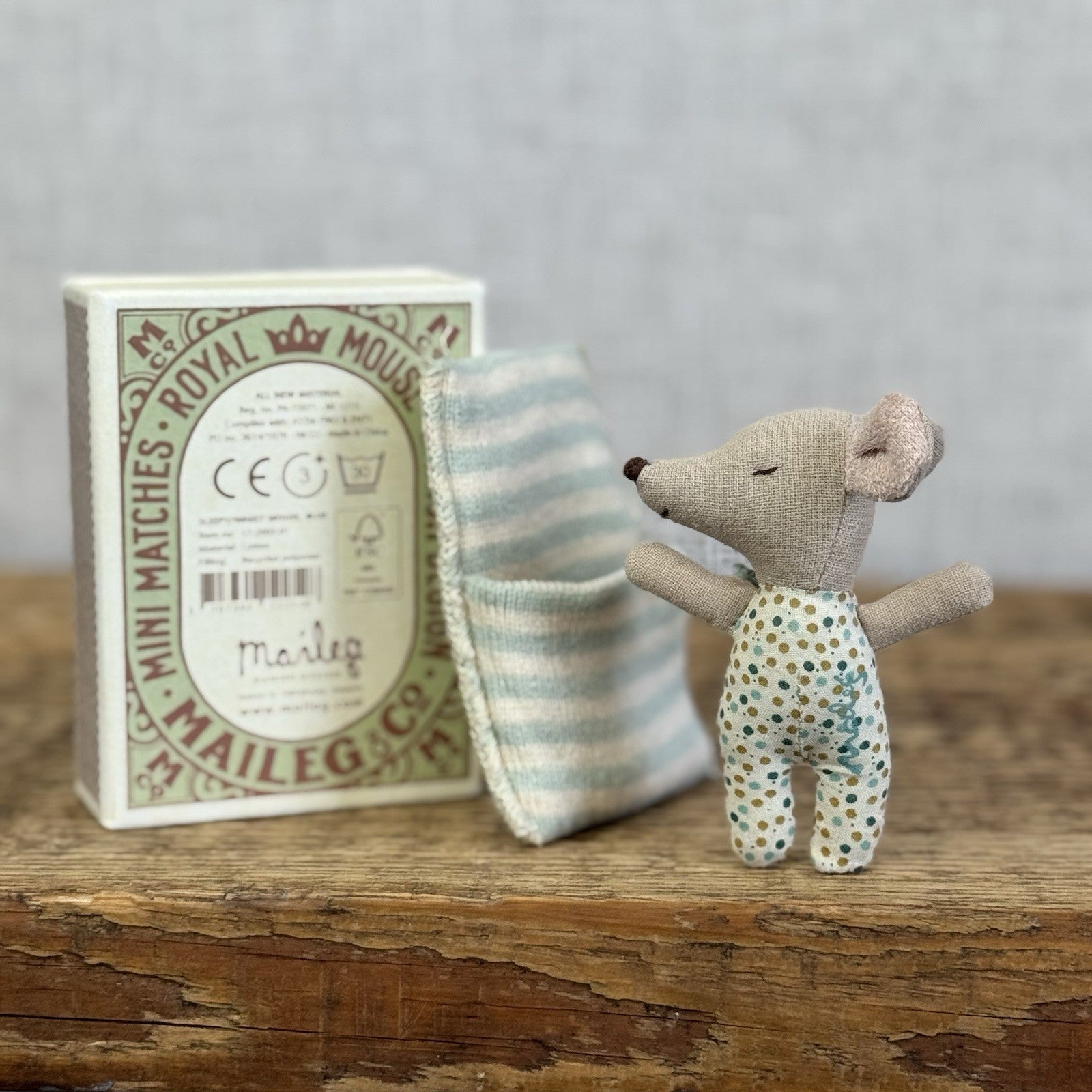 Maileg Sleepy/Wakey Baby Mouse In Matchbox - Royal Mouse Baby New
