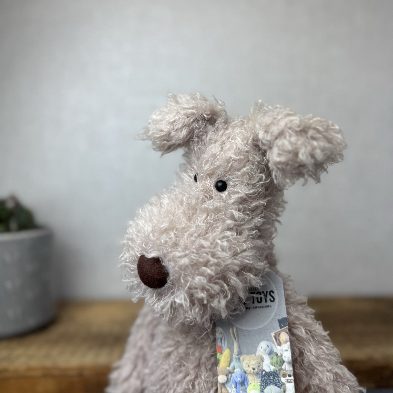 Jellycat Large Scamp Pup - Curly Beige Terrier Soft Toy Beanie Vintage 18"