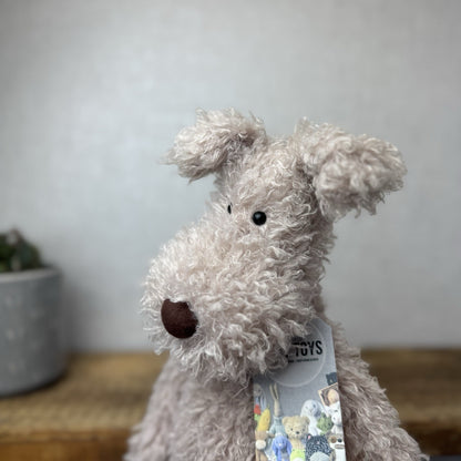 Jellycat Large Scamp Pup - Curly Beige Terrier Soft Toy Beanie Vintage 18"