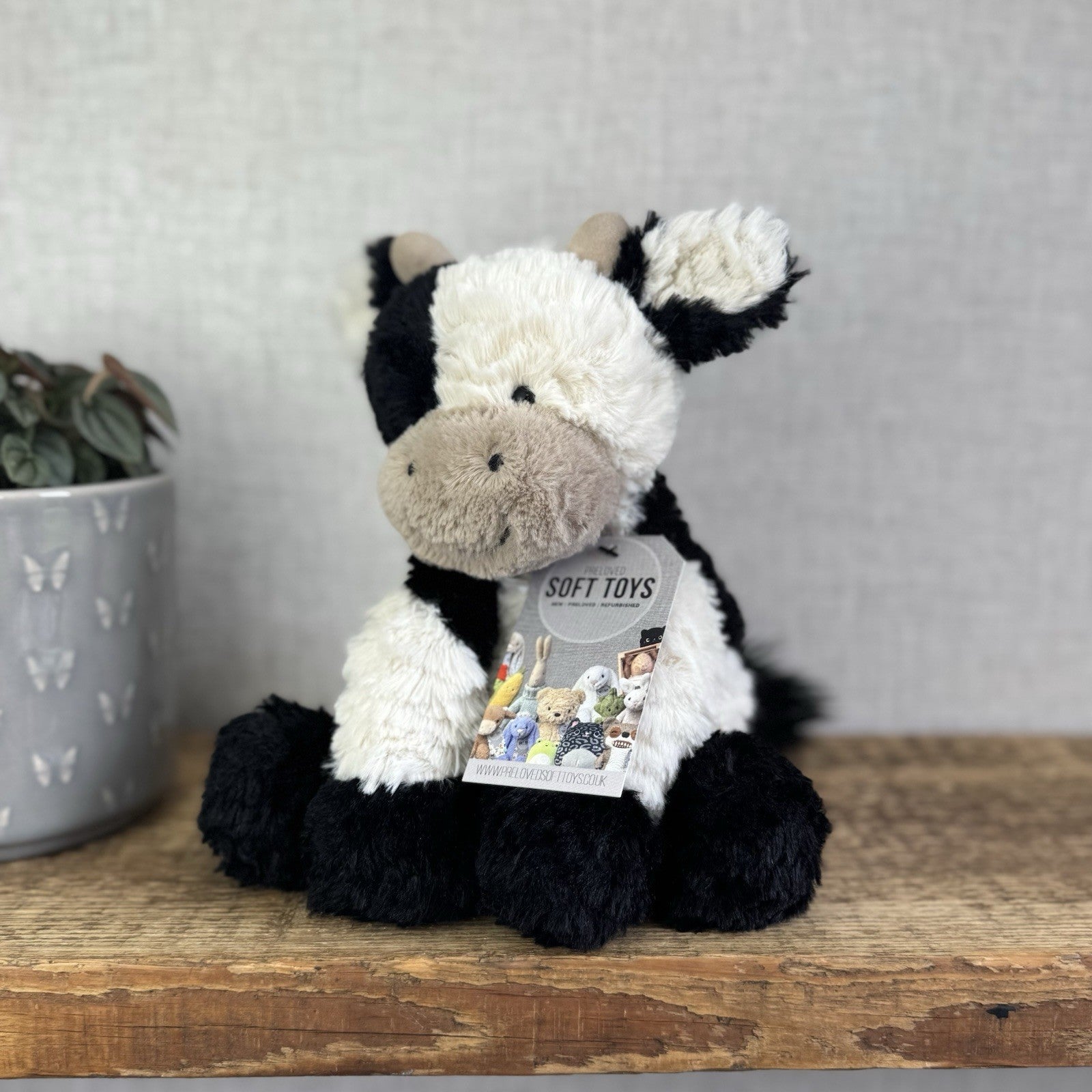 Jellycat Medium Fuddlewuddle Cow - Calf Sitting Textured Retired Toy Beanie 9"