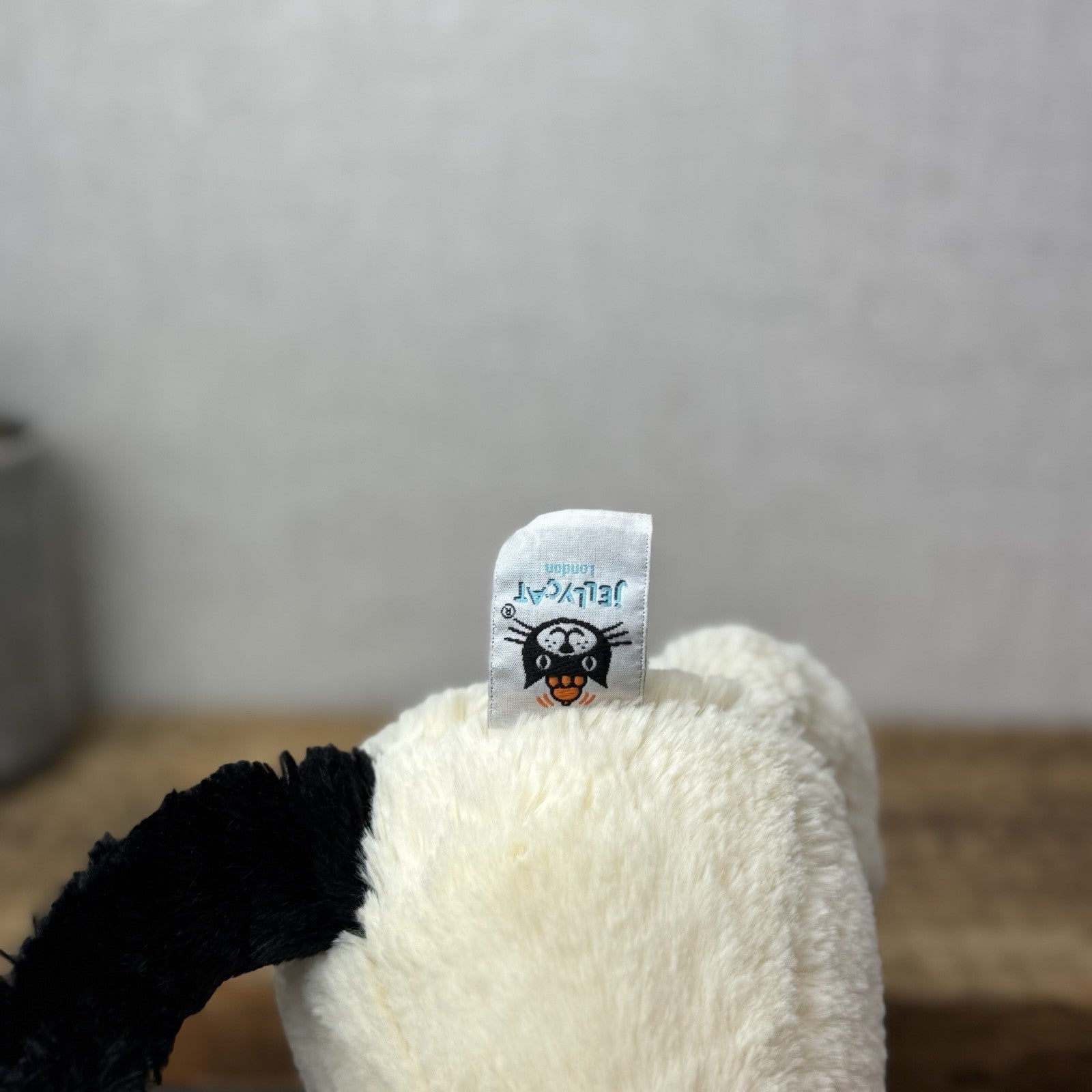 Jellycat Bashful Black & Cream Puppy Dog - Medium Beanie Dog Retired Plush 12”