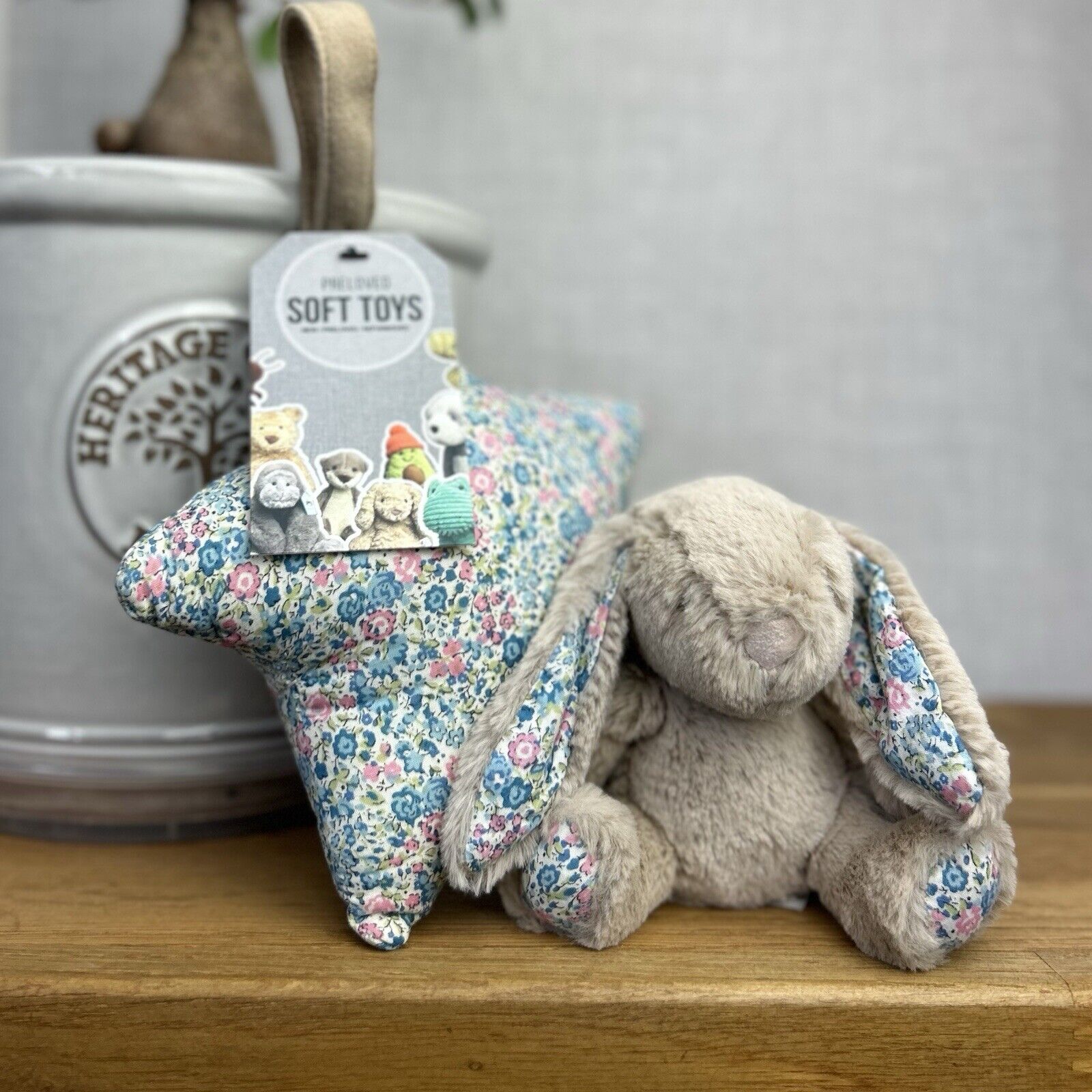 Jellycat Blossom Beige Blue Bunny Rabbit Pink Musical Star Pull Soft Plush Toy