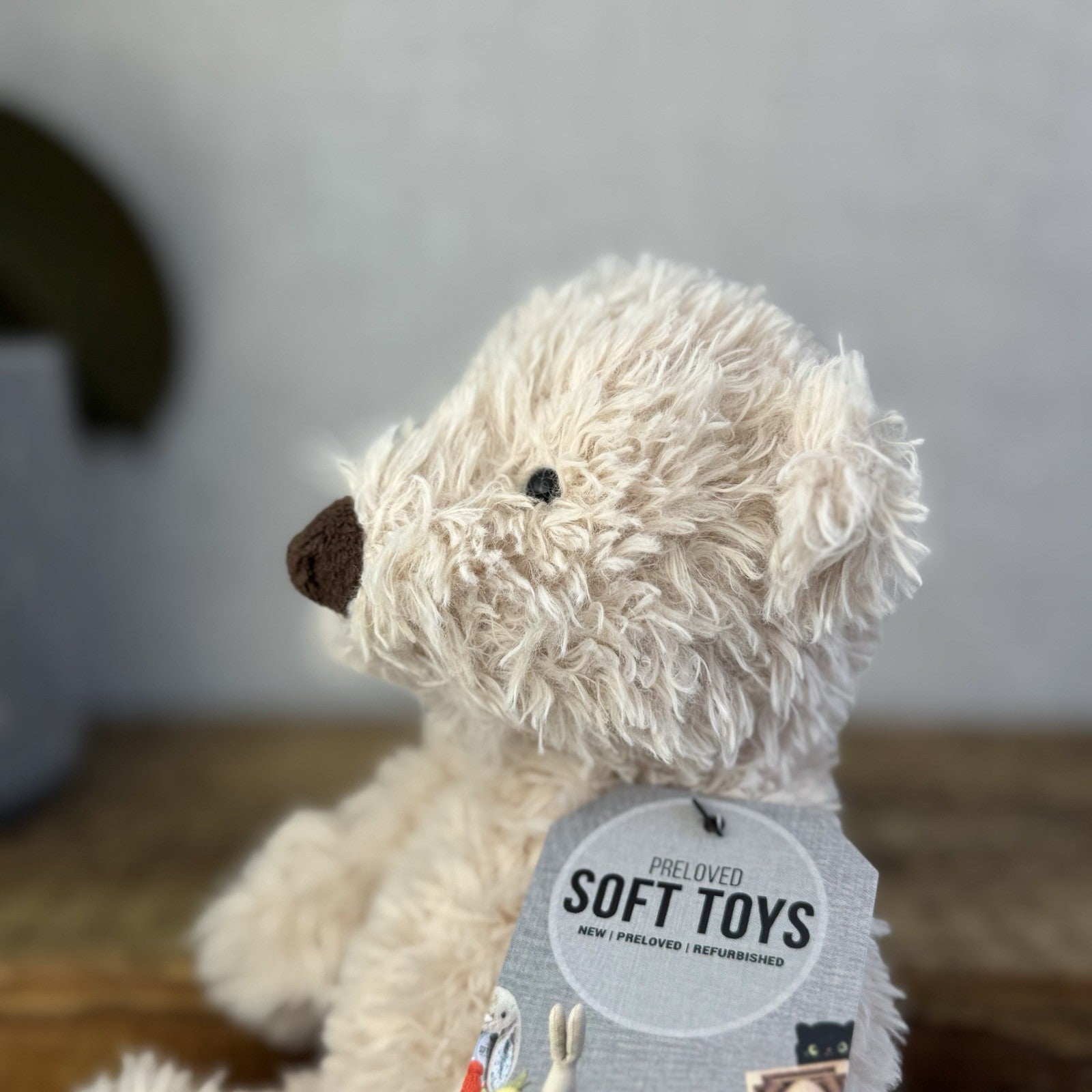 Jellycat Small Biscuit Bear - Curly Off White Small Beanie Bear Rare Retired 7"