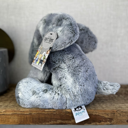 Jellycat Medium Elly Elephant - Grey/Silver Mix Elephant Beanie Soft 8” (#2)