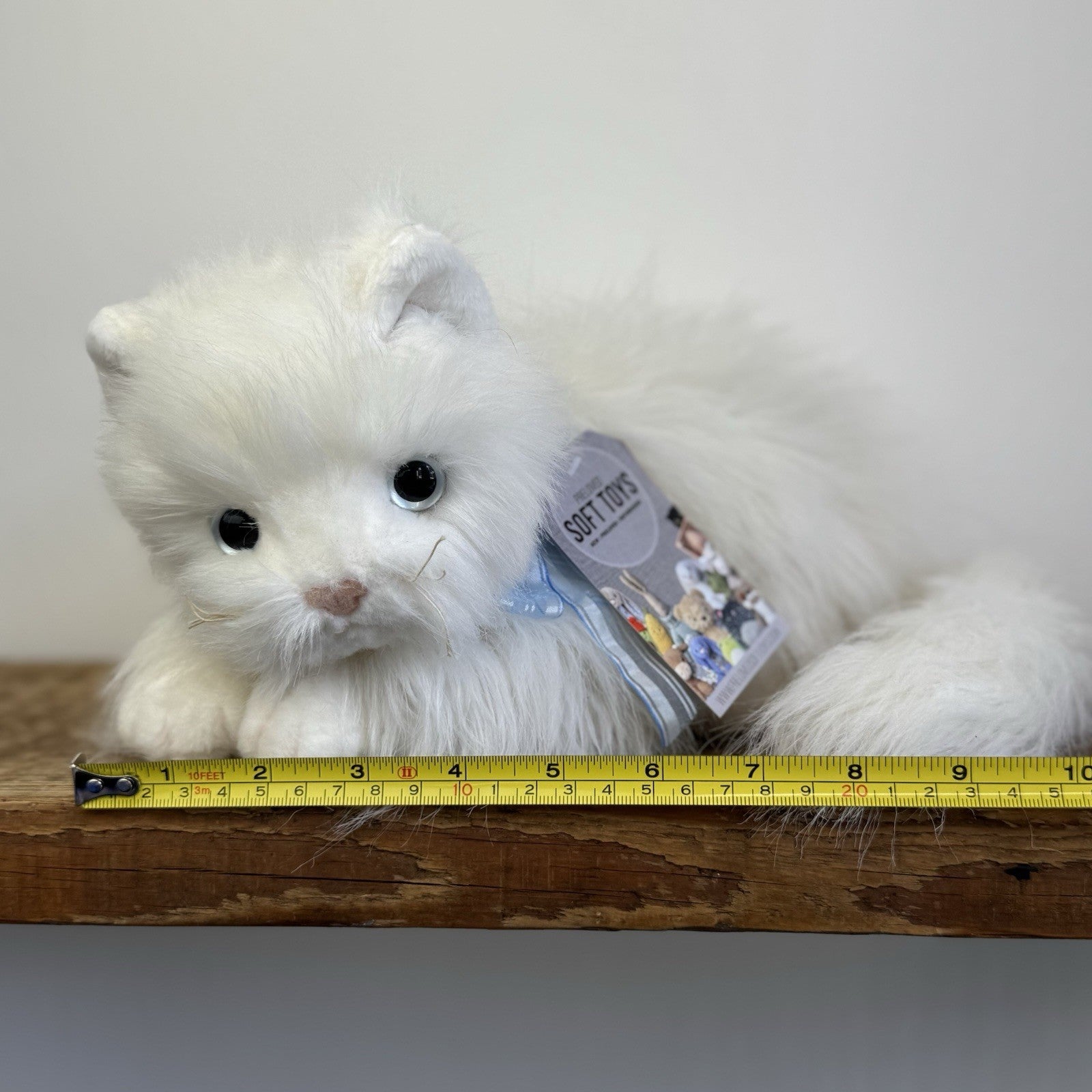 Ty Classic “Sugar” White Persian Cat Blue Bow Long Haired Soft Plush Toy 2002