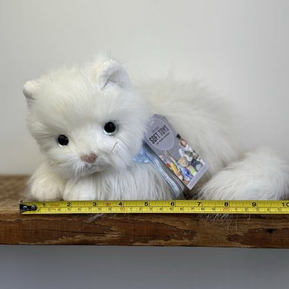 Ty Classic “Sugar” White Persian Cat Blue Bow Long Haired Soft Plush Toy 2002