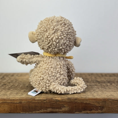 Jellycat Fuzzkin Monkey - Small Light Brown Monkey Beanie Neck Tie Retired 9"