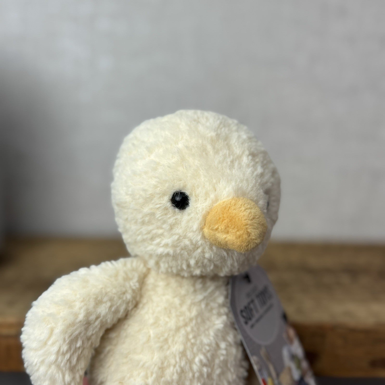 Jellycat Tumbletuft Duck - Small Pale Yellow Textured Duck Beanie Plush NWOT 8"