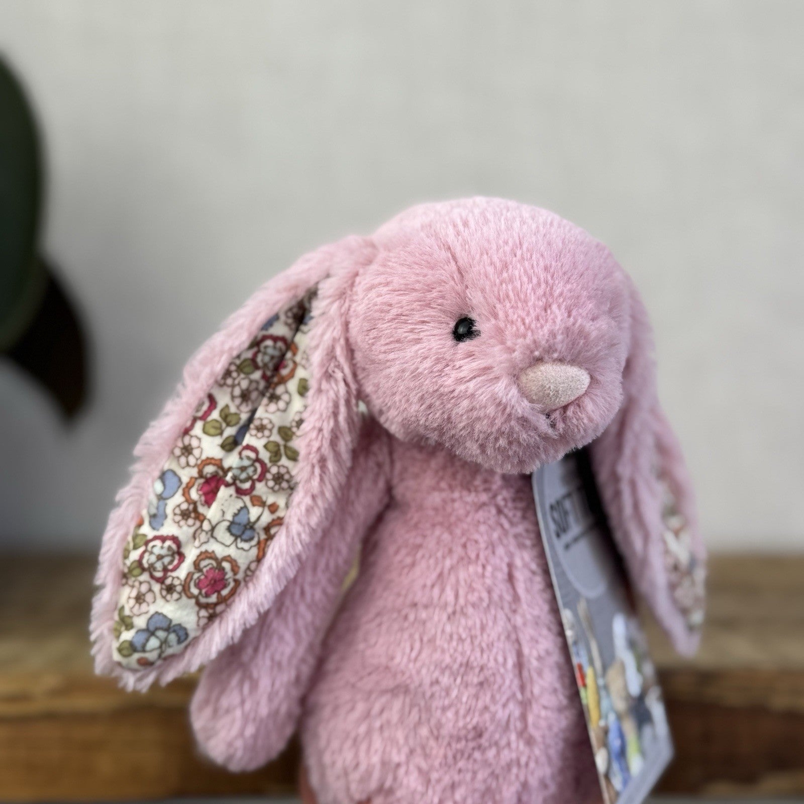 Jellycat Small Blossom Tulip Pink Bunny Rabbit - Older Style Fabric Ears Floral