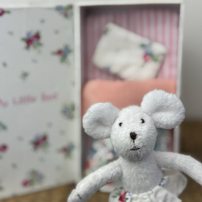 The Little White Company Little Mouse In A Bed - collectible (box damaged) 