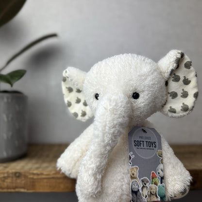 Jellycat Little Moonbeam Elly - Nugget Elephant White Textured Retired 12”