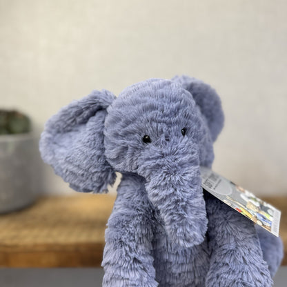 Jellycat Medium Fuddlewuddle Elephant Blue - Blue Sitting Ele Retired 8" (#2)