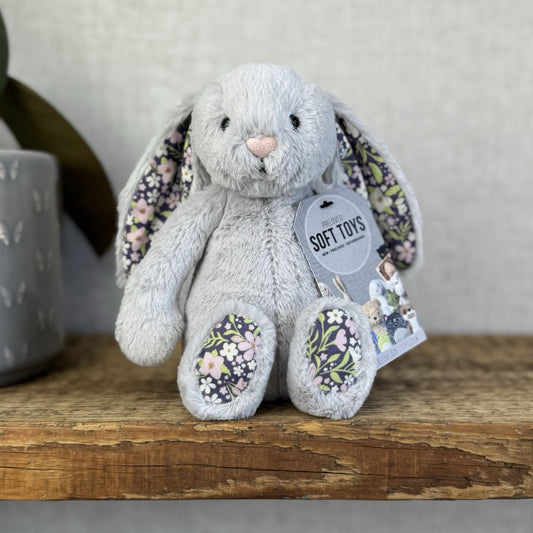 Jellycat Small Silver Blossom Bloom - Silver Bunny Floral Ears & Feet Small 8”