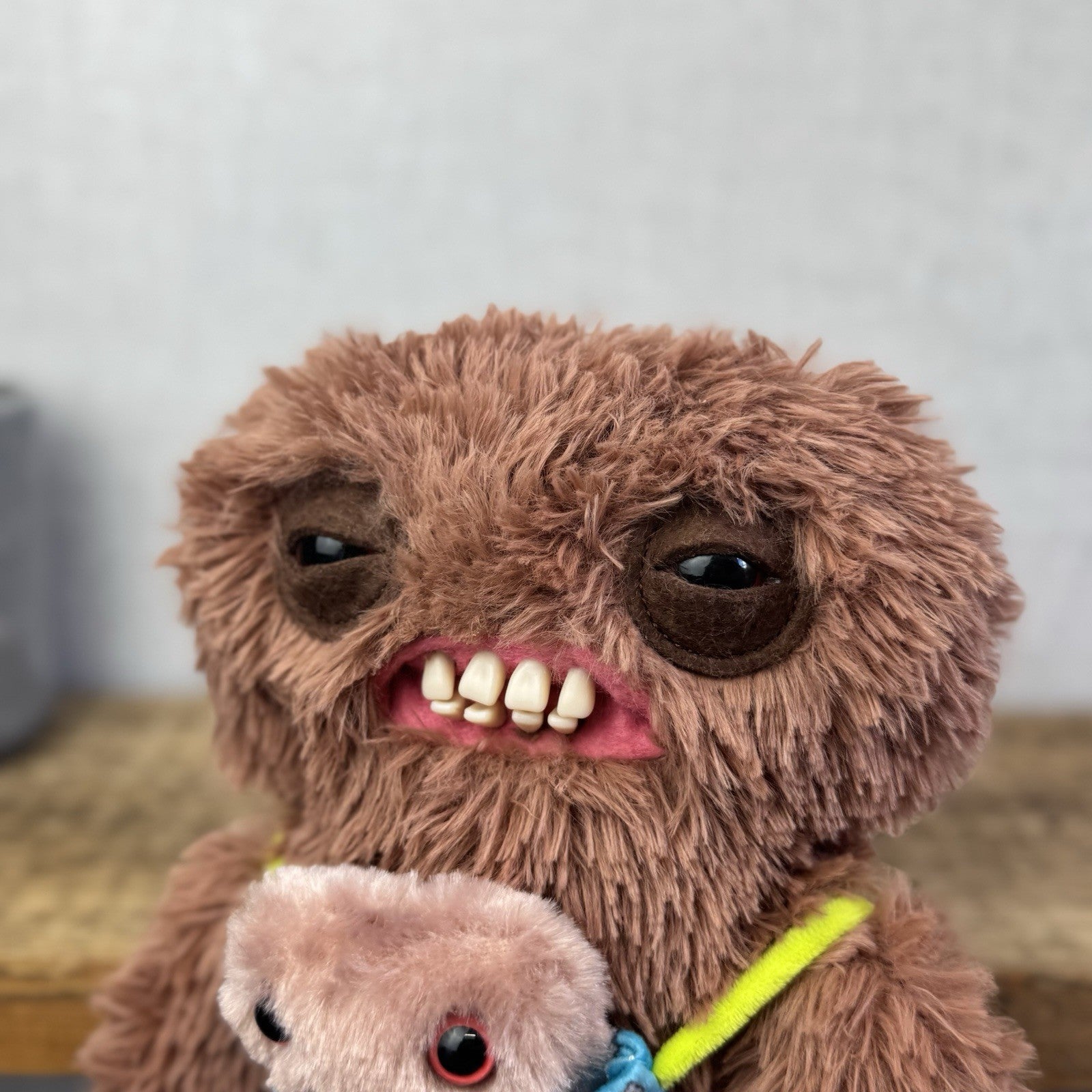 Fuggler Double Trouble - Squidge & Baby Brown Fluffy Funny Ugly Monster Rare