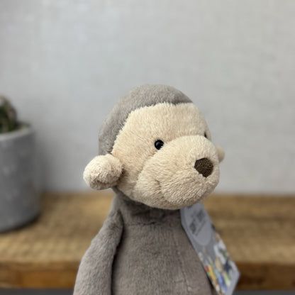 Jellycat Hushbie Monkey - Light Brown Retired Monkey Soft Toy Beanie 12"