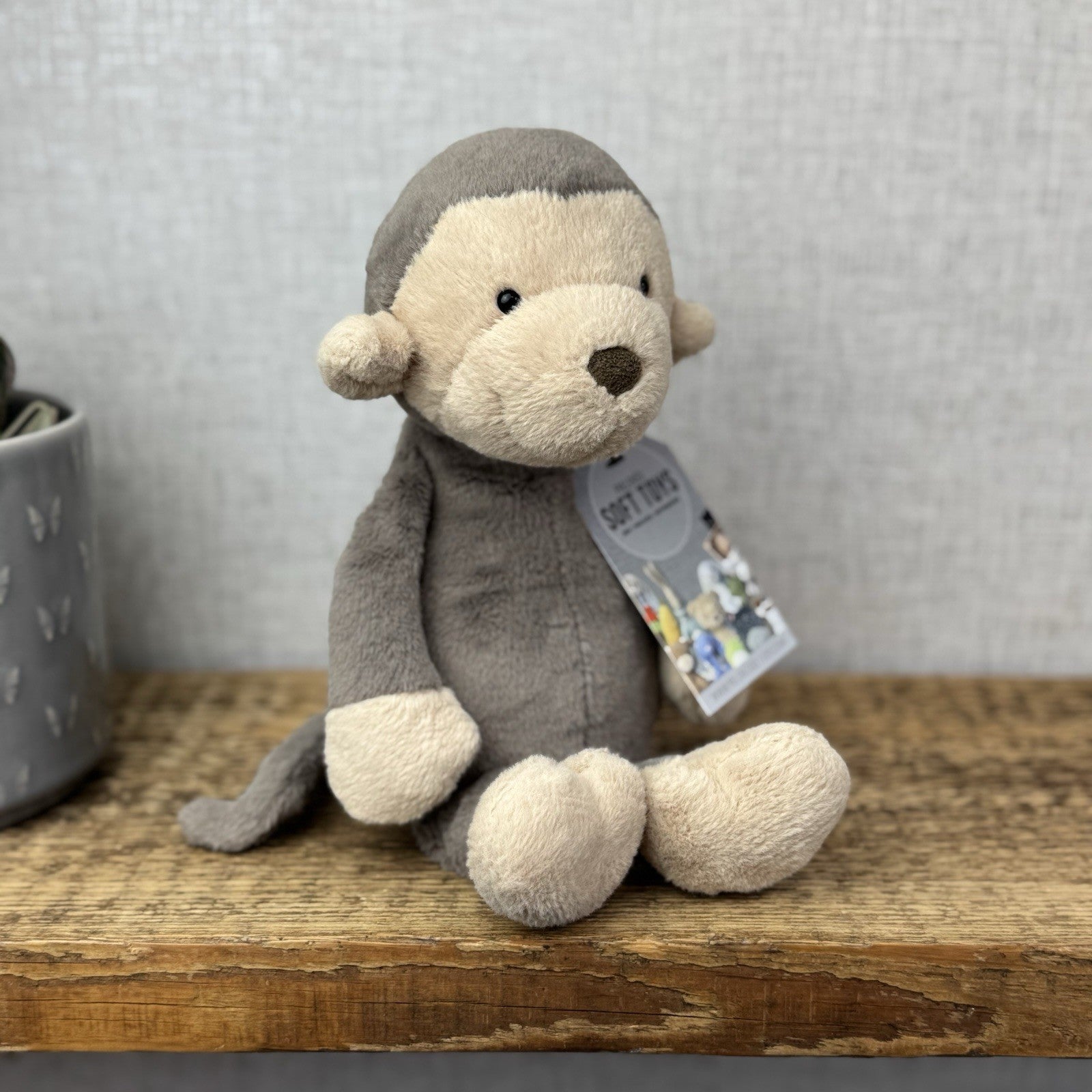 Jellycat Hushbie Monkey - Light Brown Retired Monkey Soft Toy Beanie 12"